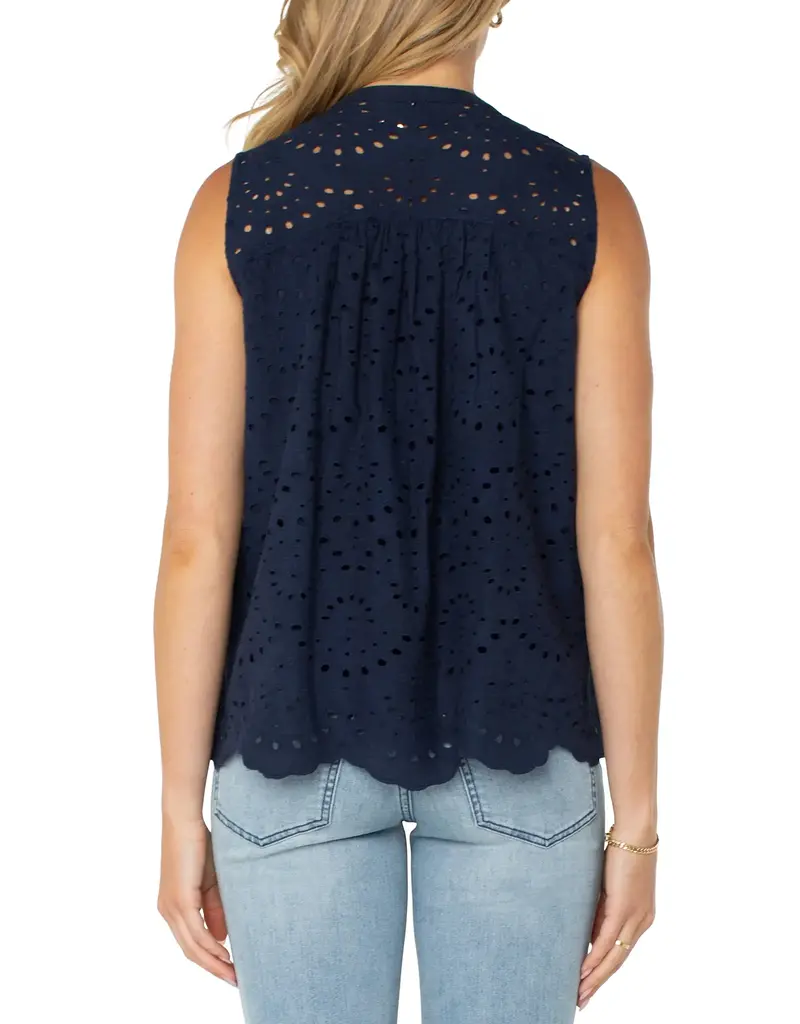 Liverpool Sleeveless Pintuck Woven Top