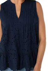 Liverpool Sleeveless Pintuck Woven Top