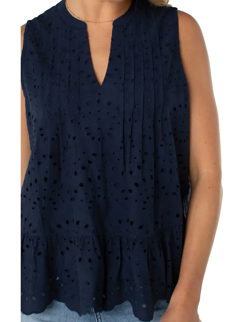 Liverpool Sleeveless Pintuck Woven Top