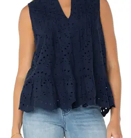 Liverpool Sleeveless Pintuck Woven Top