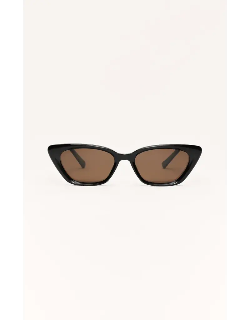 Z Supply Staycation Polished Black - Brown Polarized Sunglasses