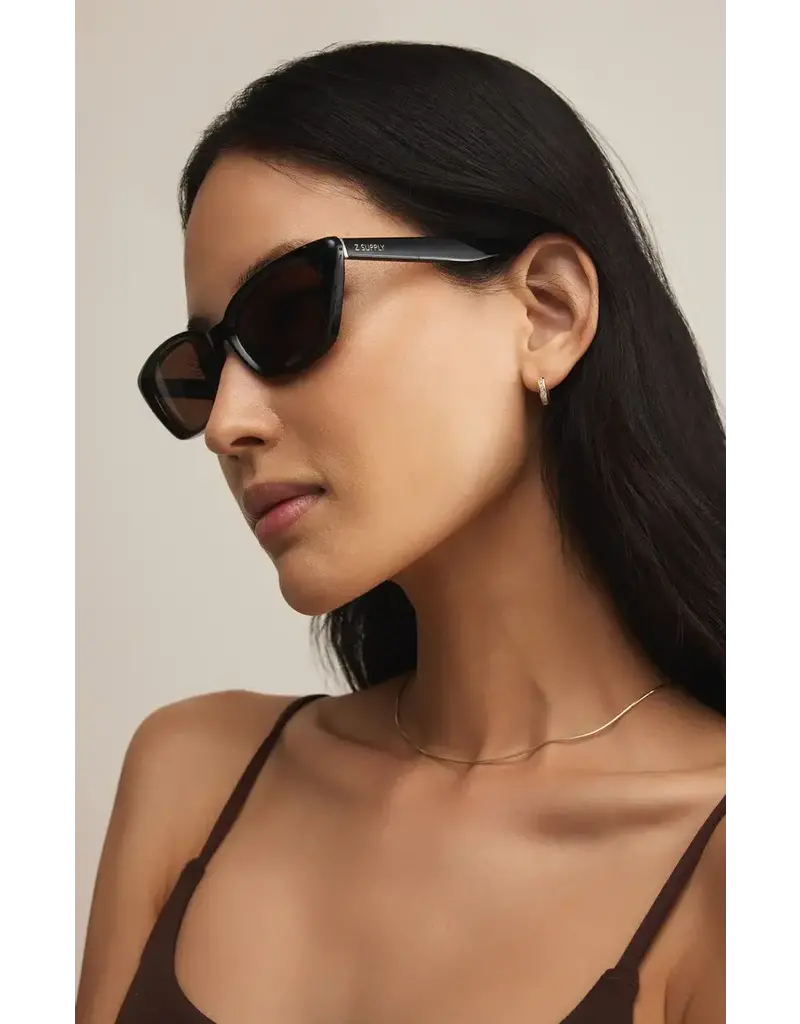 Z Supply Staycation Polished Black - Brown Polarized Sunglasses