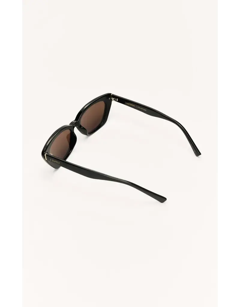 Z Supply Staycation Polished Black - Brown Polarized Sunglasses