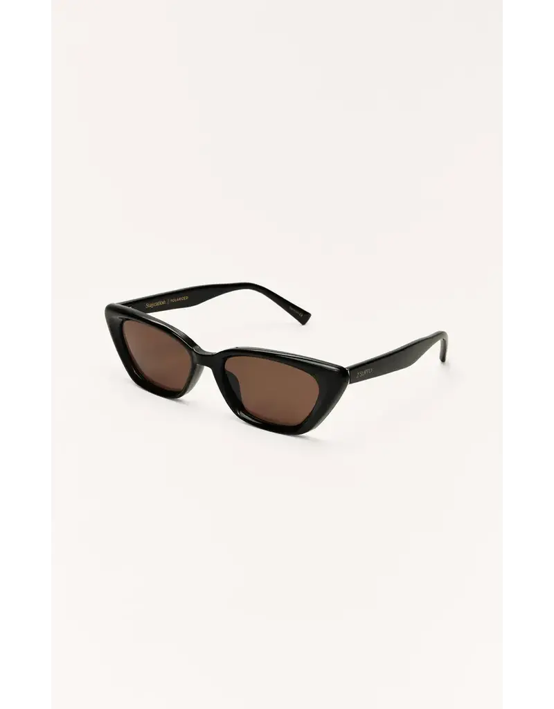 Z Supply Staycation Polished Black - Brown Polarized Sunglasses