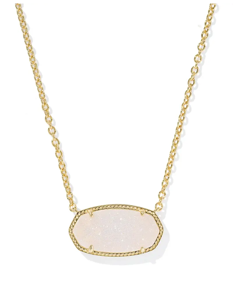 Kendra Scott Elisa Statement Pendant Necklace Gold Iridescent Drusy
