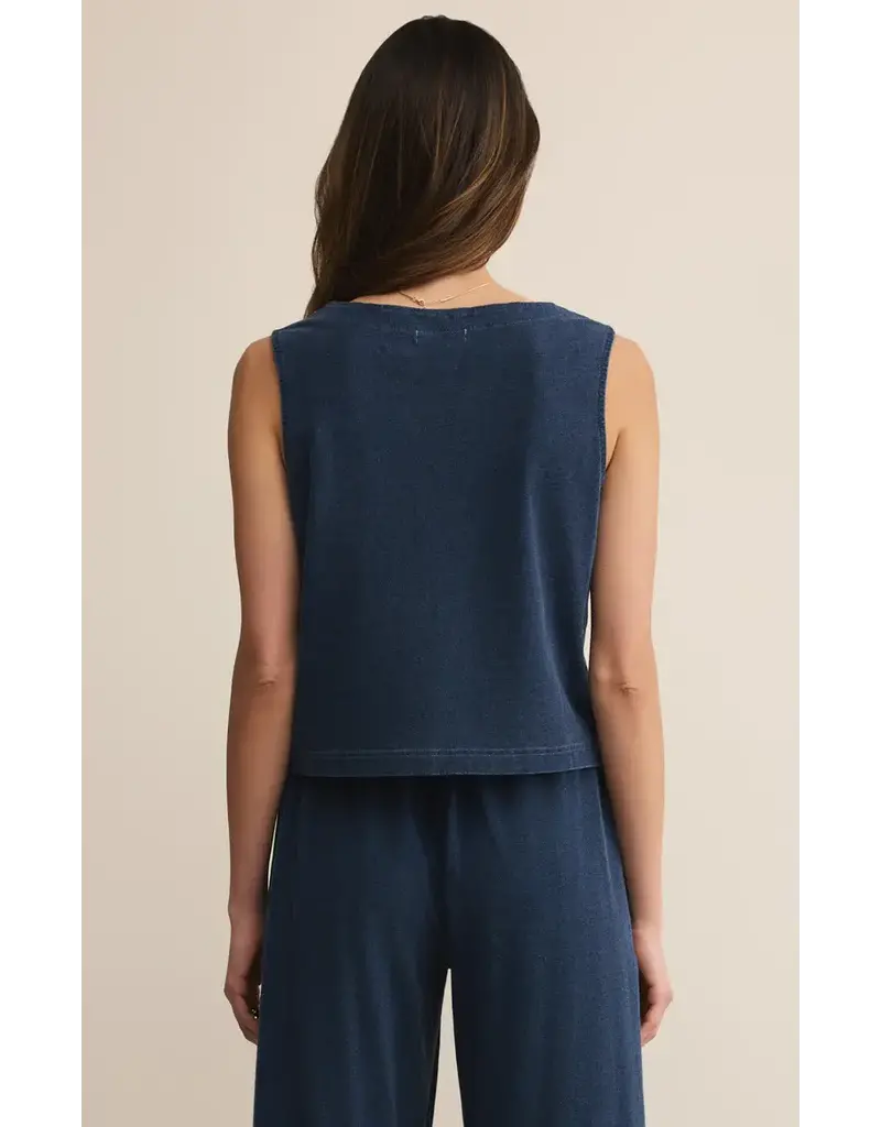 Z Supply Solace Jersey Denim Top in Indigo