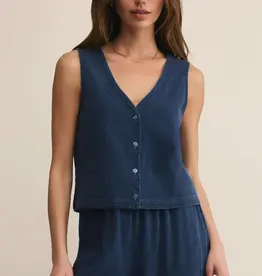 Z Supply Solace Jersey Denim Top in Indigo