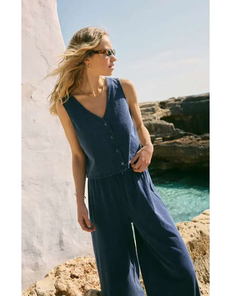 Z Supply Solace Jersey Denim Top in Indigo