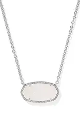 Kendra Scott Elisa Statement Pendant Necklace Rhodium Iridescent Drusy