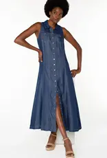 Liverpool Sleeveless Button Down Denim Dress