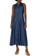 Liverpool Sleeveless Button Down Denim Dress