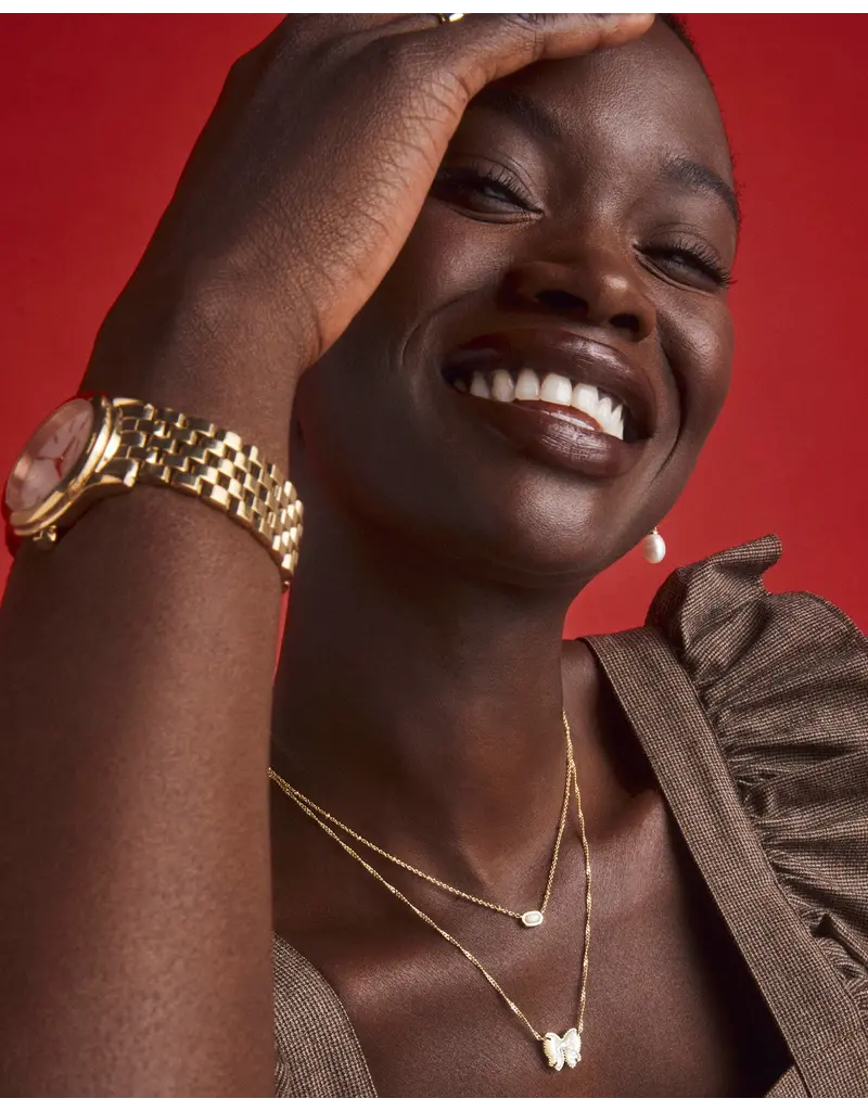 Kendra Scott Haley Bow Pendant Necklace Gold Ivory MOP