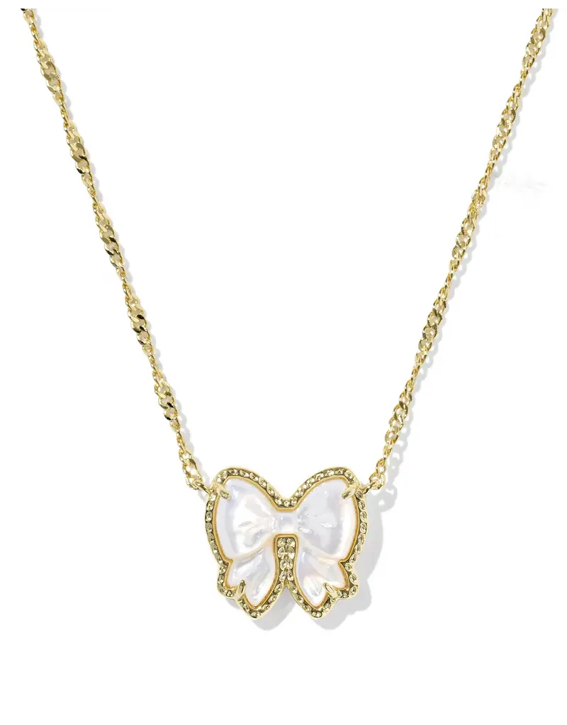 Kendra Scott Haley Bow Pendant Necklace Gold Ivory MOP