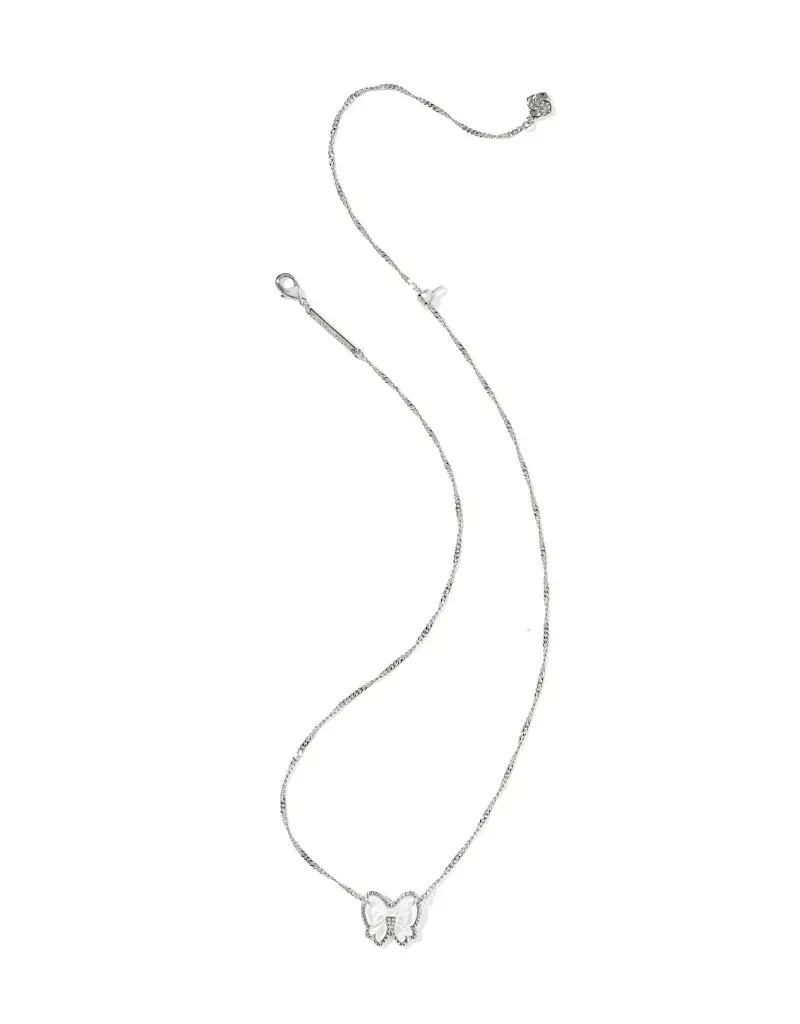 Kendra Scott Haley Bow Pendant Necklace Rhodium Ivory MOP