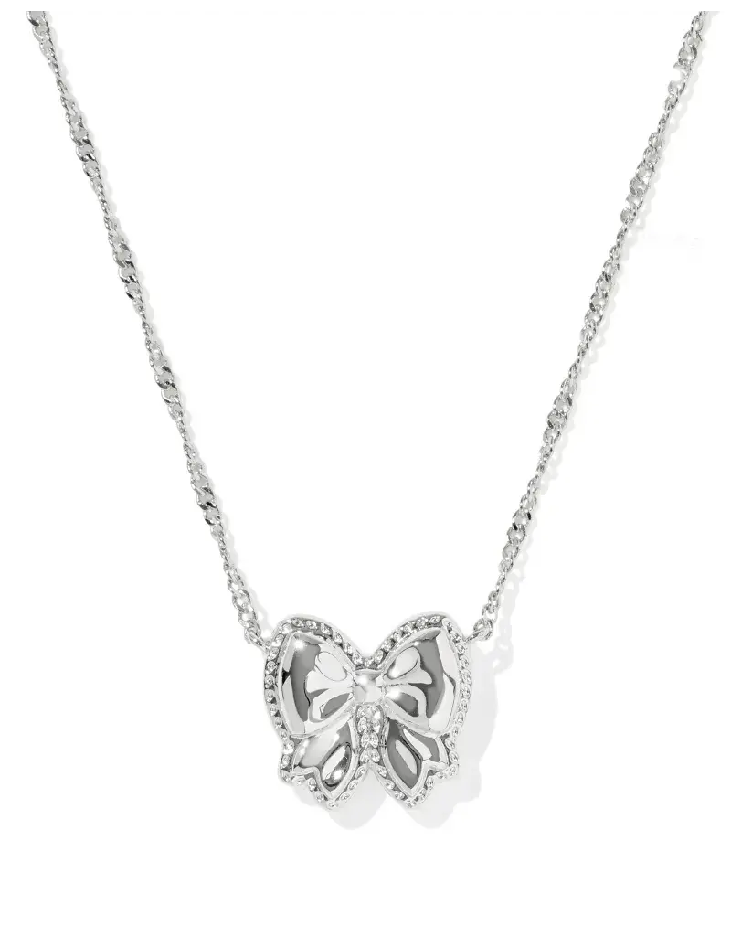 Kendra Scott Haley Bow Pendant Necklace Rhodium Ivory MOP