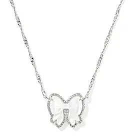 Kendra Scott Haley Bow Pendant Necklace Rhodium Ivory MOP