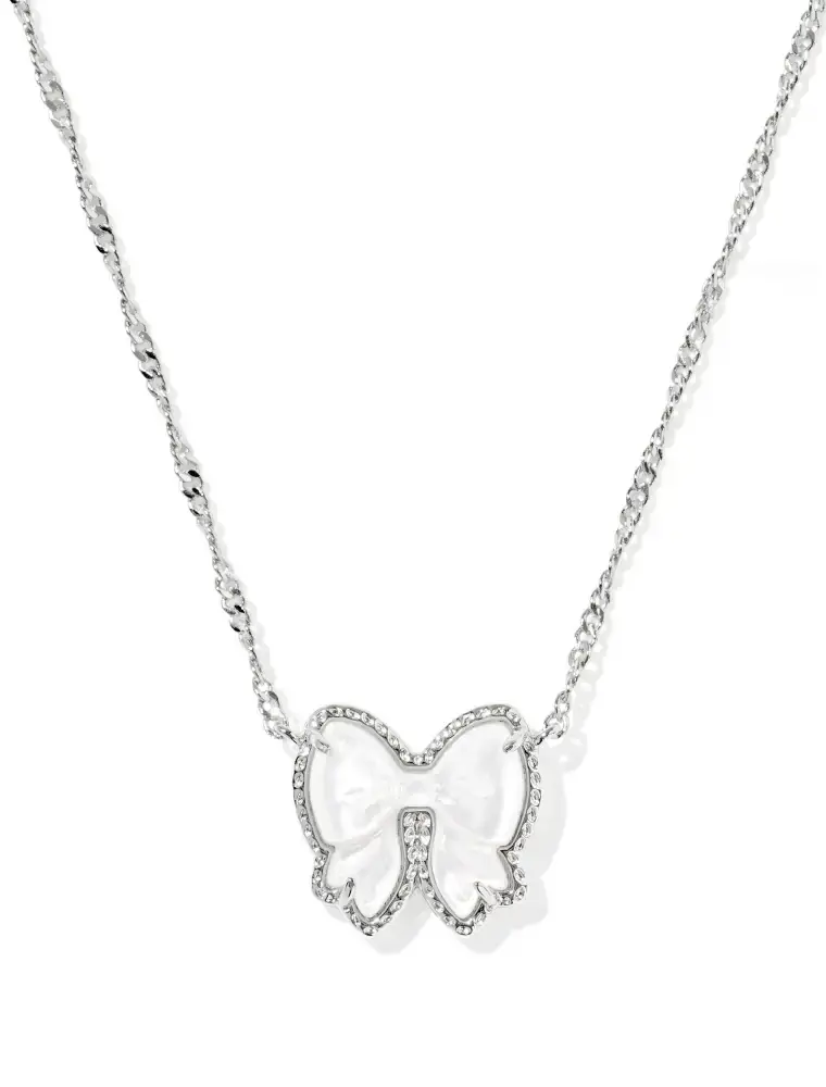 Kendra Scott Haley Bow Pendant Necklace Rhodium Ivory MOP