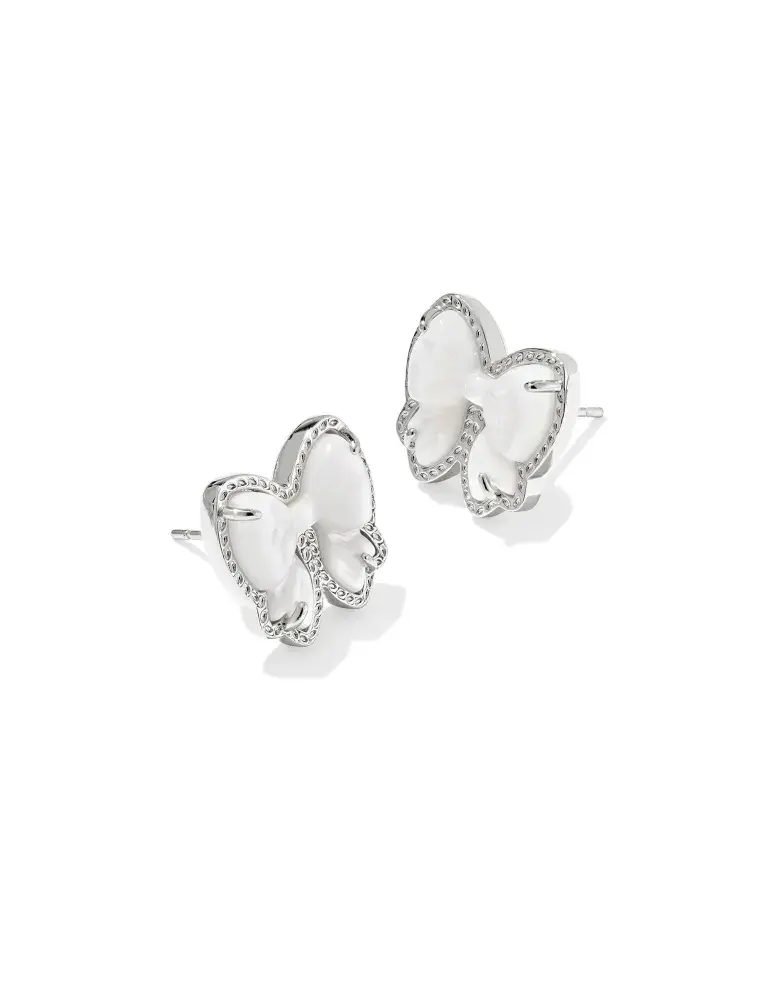 Kendra Scott Haley Bow Stud Earring Rhodium Ivory MOP
