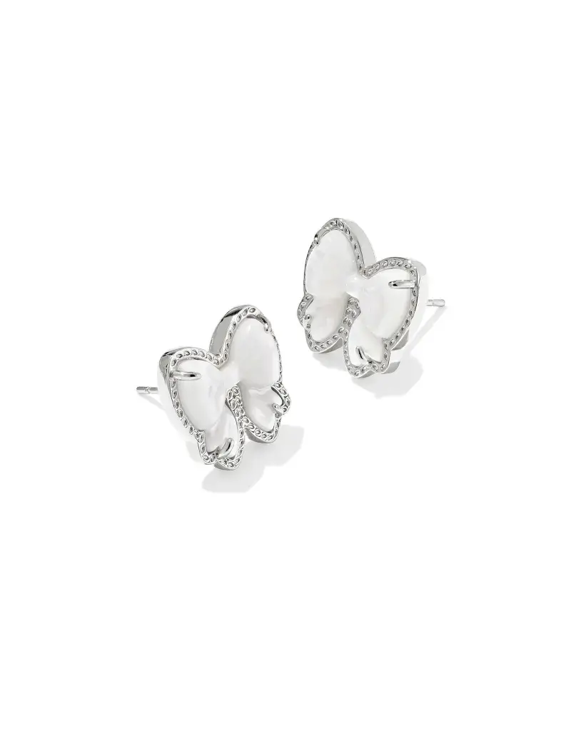 Kendra Scott Haley Bow Stud Earring Rhodium Ivory MOP