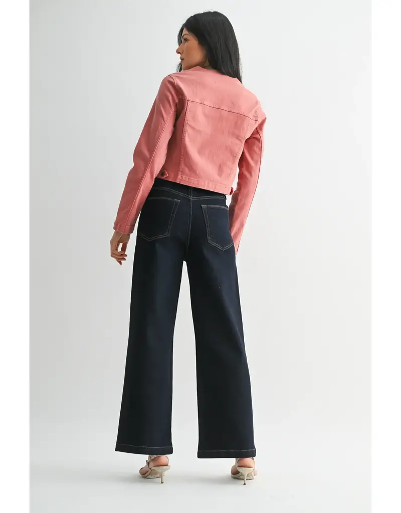 Just Black Denim Patch Pocket Wide Leg Jeans