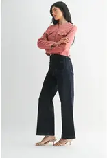 Just Black Denim Patch Pocket Wide Leg Jeans