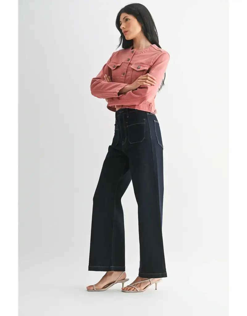 Just Black Denim Patch Pocket Wide Leg Jeans