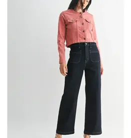 Just Black Denim Patch Pocket Wide Leg Jeans