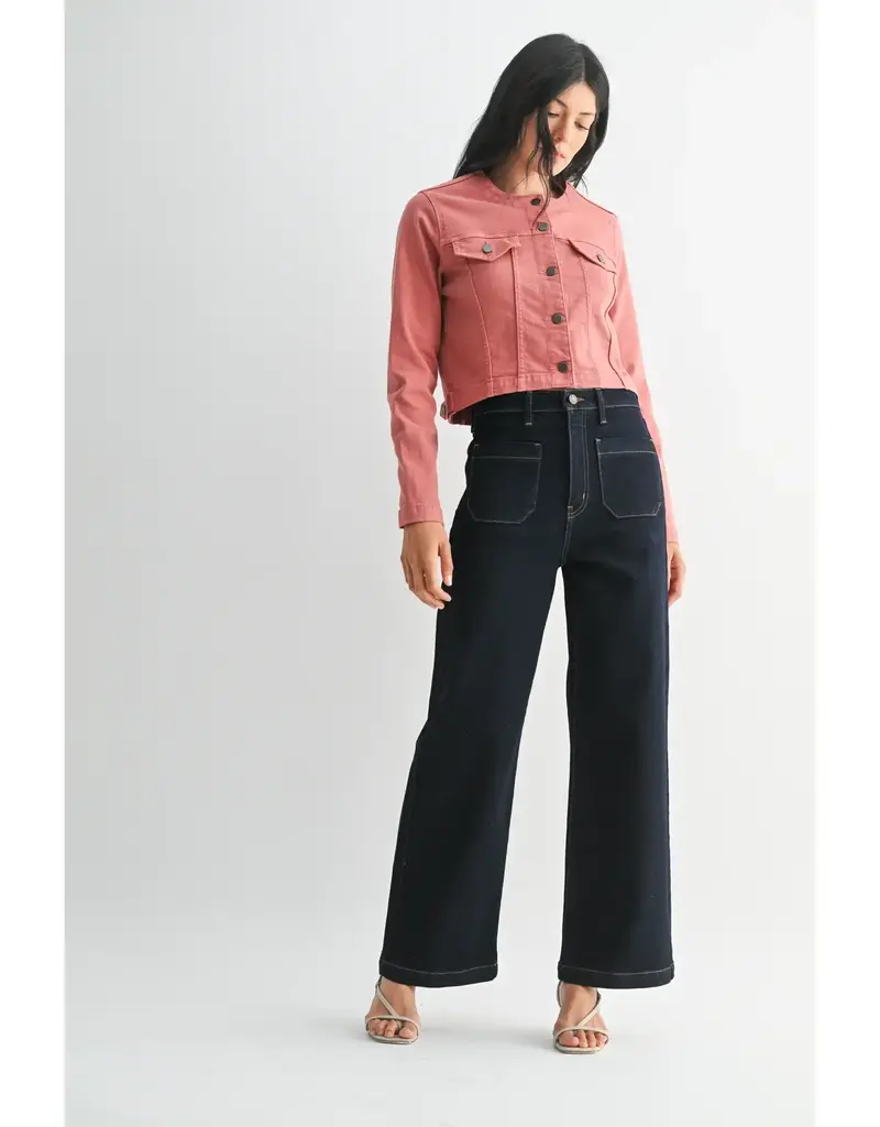 Just Black Denim Patch Pocket Wide Leg Jeans