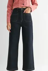 Just Black Denim Patch Pocket Wide Leg Jeans