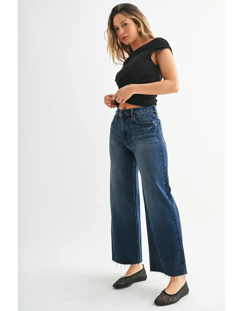 Just Black Denim Scissor Cut Wide Leg Cropped Jeans