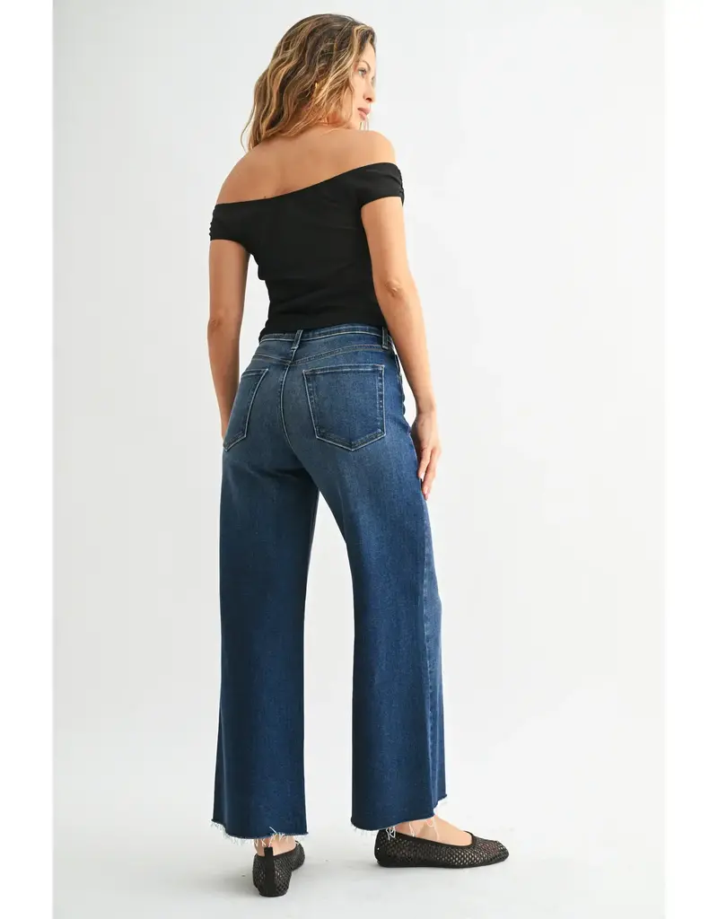 Just Black Denim Scissor Cut Wide Leg Cropped Jeans