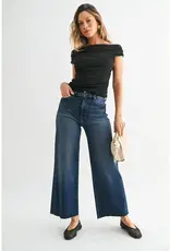 Just Black Denim Scissor Cut Wide Leg Cropped Jeans