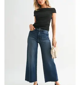Just Black Denim Scissor Cut Wide Leg Cropped Jeans