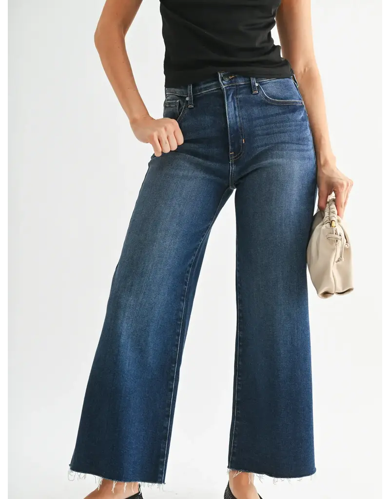 Just Black Denim Scissor Cut Wide Leg Cropped Jeans