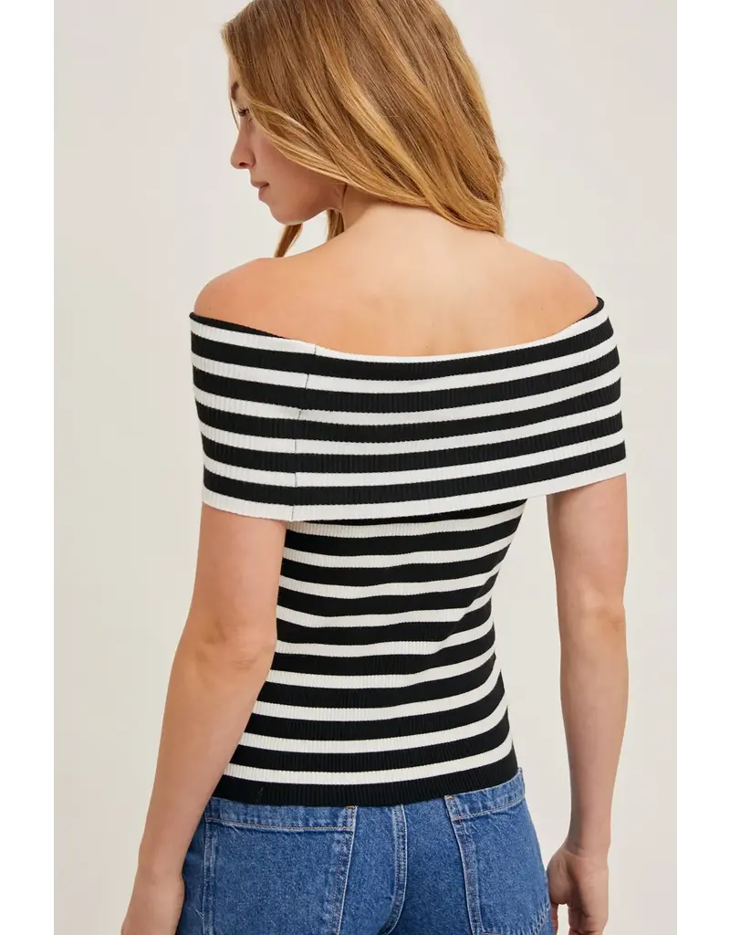 Bluivy Striped Off The Shoulder Top