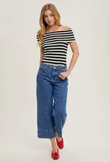 Bluivy Striped Off The Shoulder Top