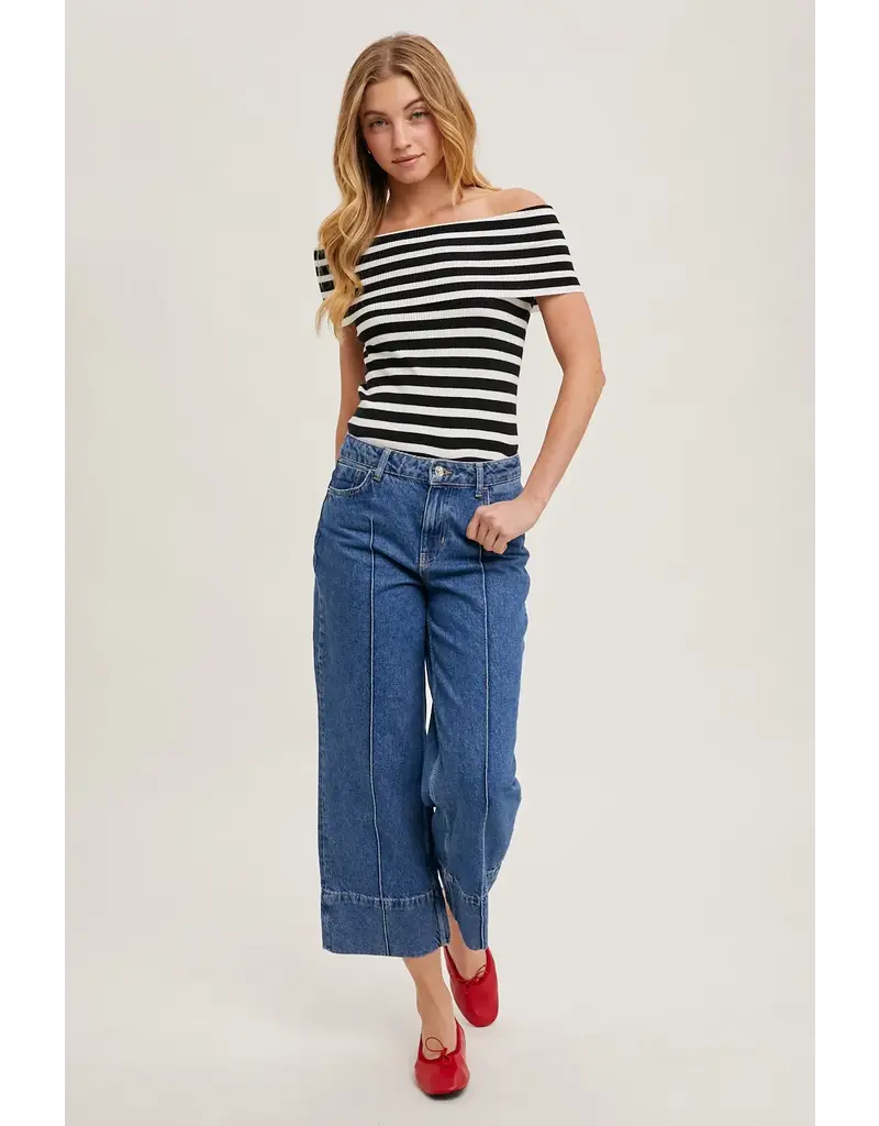 Bluivy Striped Off The Shoulder Top