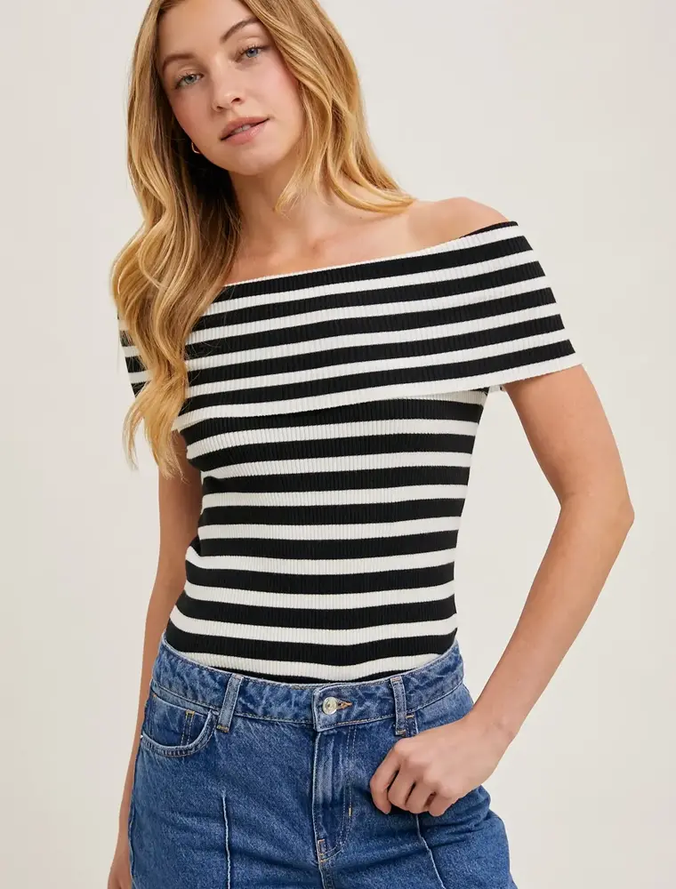 Bluivy Striped Off The Shoulder Top