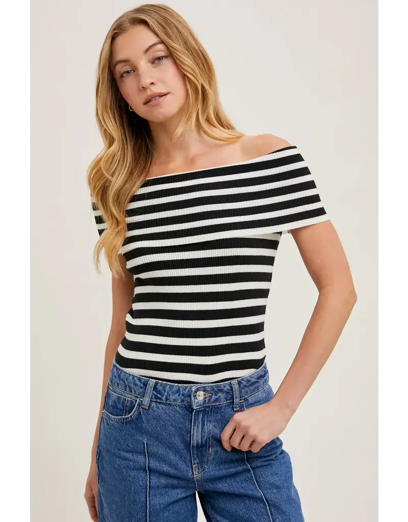 Bluivy Striped Off The Shoulder Top