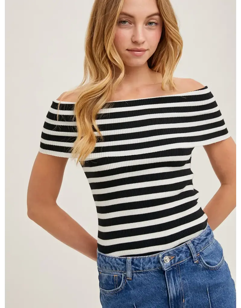 Bluivy Striped Off The Shoulder Top