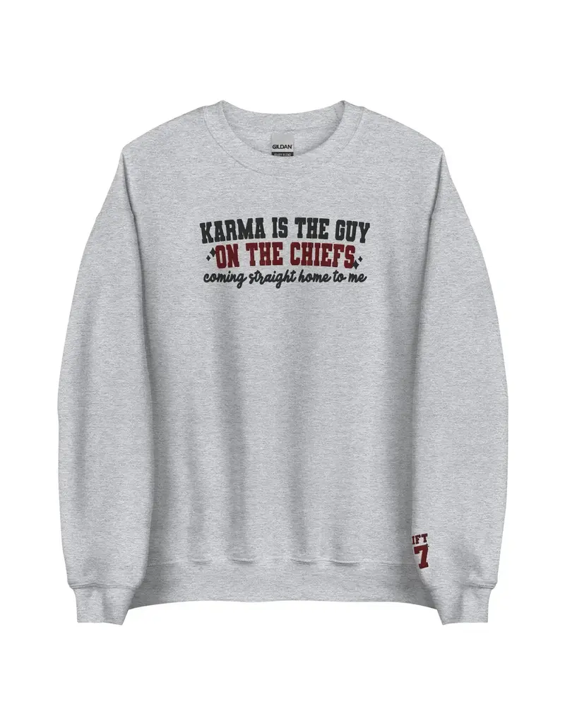 CrescentCatCo Karma is the guy on the Chiefs Embroidered Crewneck