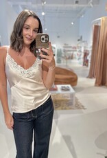 Bluivy Lace Trimmed Satin V-Neck Camisole