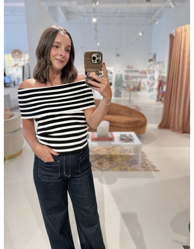 Bluivy Striped Off The Shoulder Top