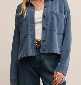 Z Supply All Day Cropped Knit Denim Jacket