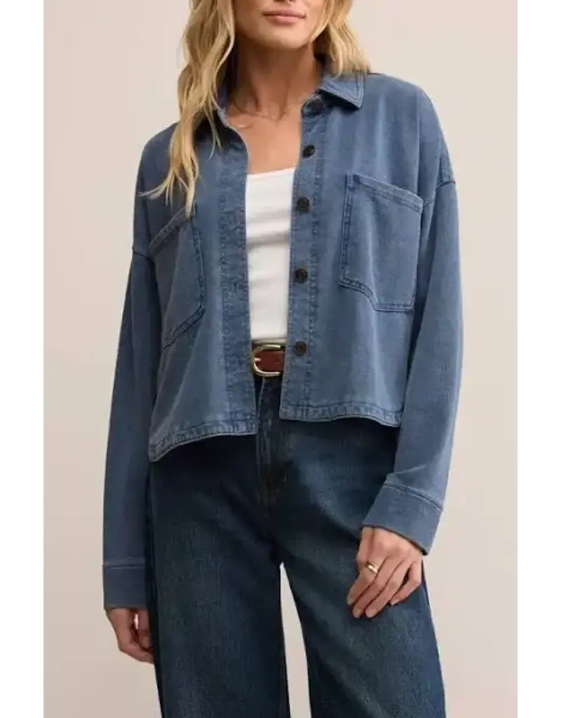 Z Supply All Day Cropped Knit Denim Jacket