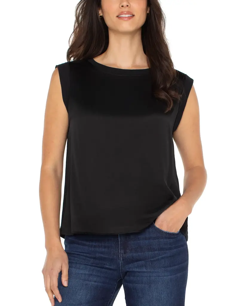 Liverpool Sleeveless Woven To Knit Top