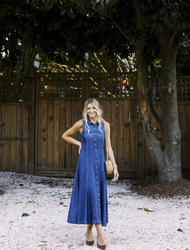 Liverpool Sleeveless Button Down Denim Dress