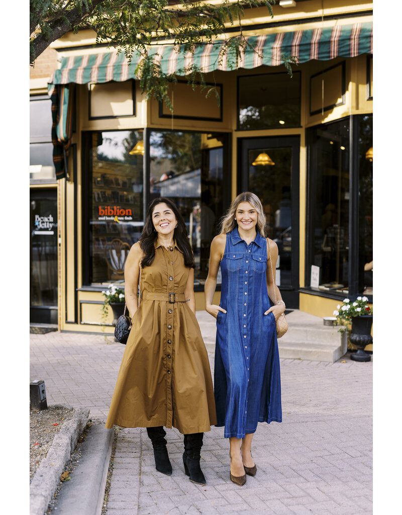 Liverpool Sleeveless Button Down Denim Dress