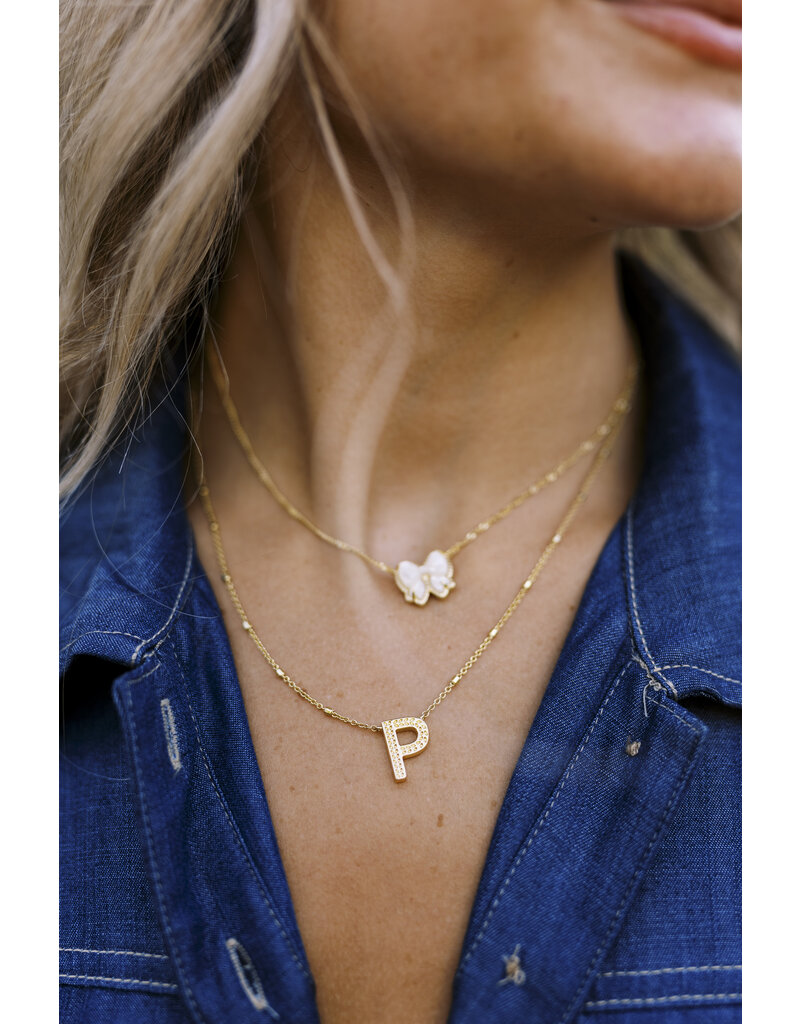 Kendra Scott Haley Bow Pendant Necklace Gold Ivory MOP