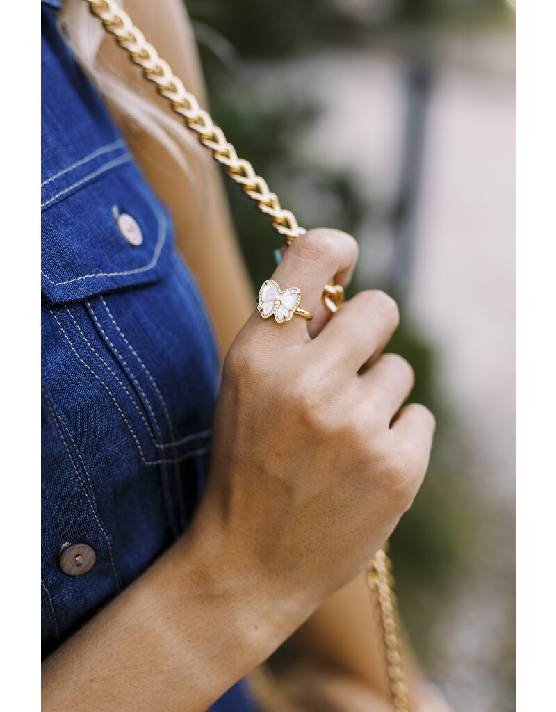 Kendra Scott Haley Bow Pendant Necklace Gold Ivory MOP